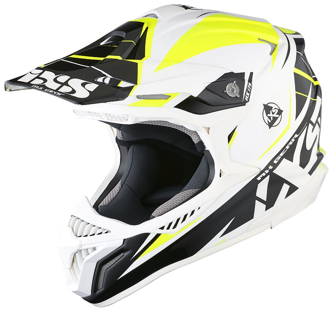 IXS HX 179 Flash Casque de Cross Noir Blanc Jaune XL