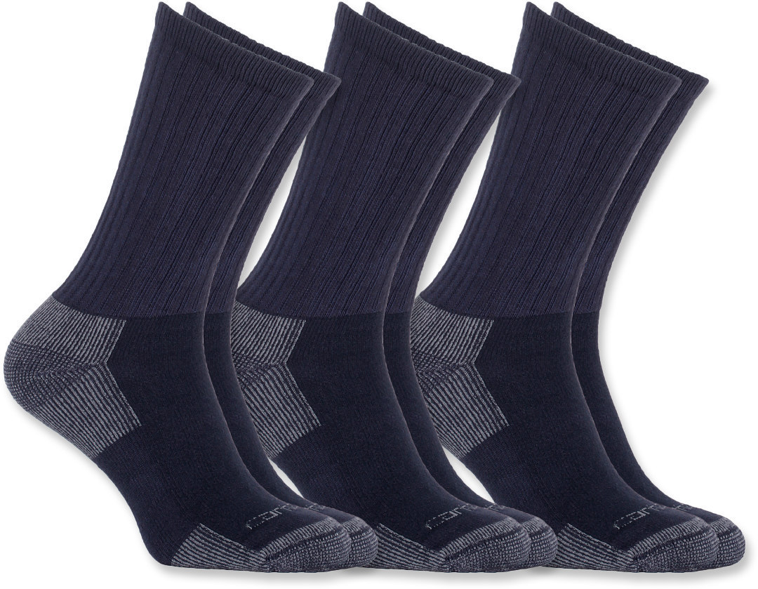 Image of Carhartt All Season Cotton Crew Work Chaussettes (3-Pack) Bleu L