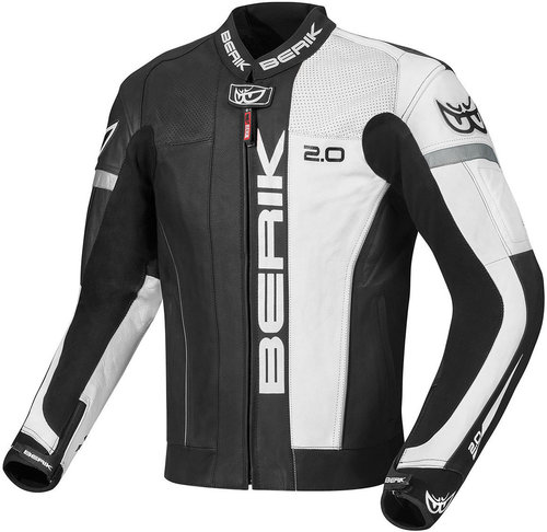 Berik Asymatic Motorfiets Lederen Jas Zwart Grijs Wit 58 berik kopen in de aanbieding