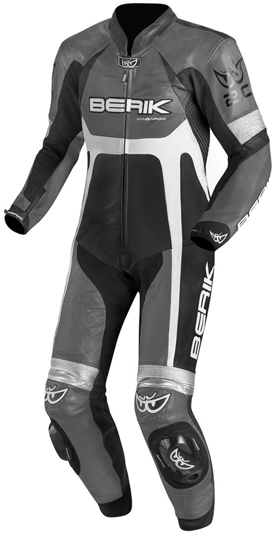 Berik Yagun Kangaroo Costume en cuir de moto d'une pièce Noir Gris 48