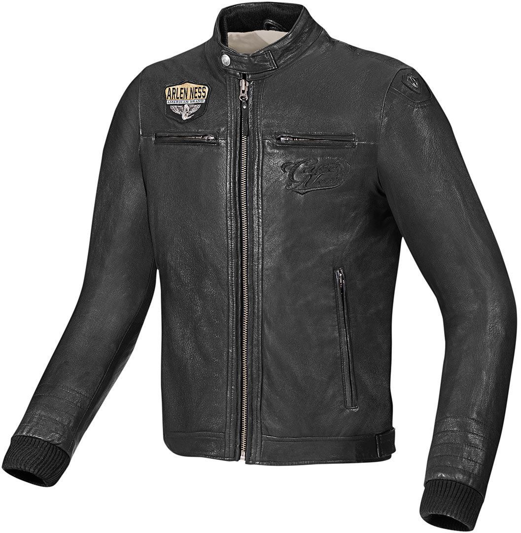 Arlen Ness Retro Veste de moto en cuir Noir 48