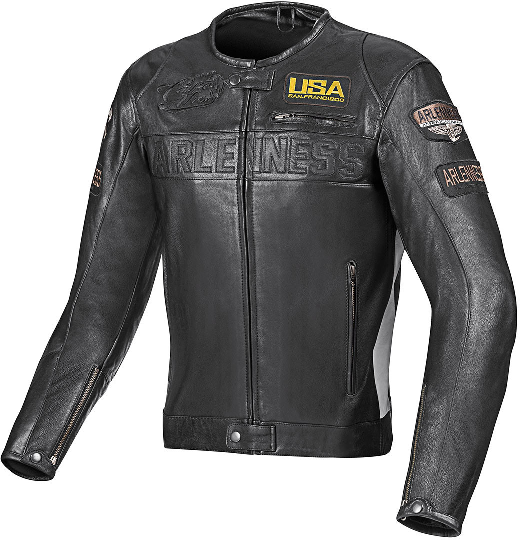 Image of Arlen Ness Detroit Veste en cuir de moto Noir 48