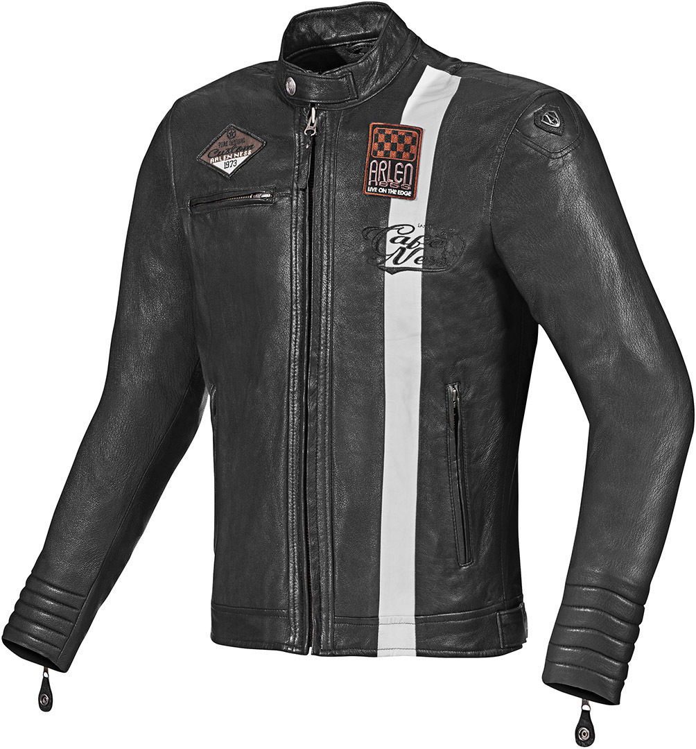 Image of Arlen Ness Manhattan Veste de moto en cuir Noir 48