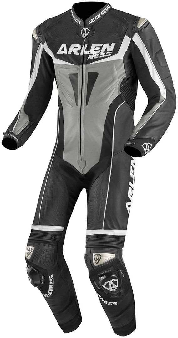 Image of Arlen Ness Imola Combinaison de cuir de moto One Piece Noir Gris Blanc 48