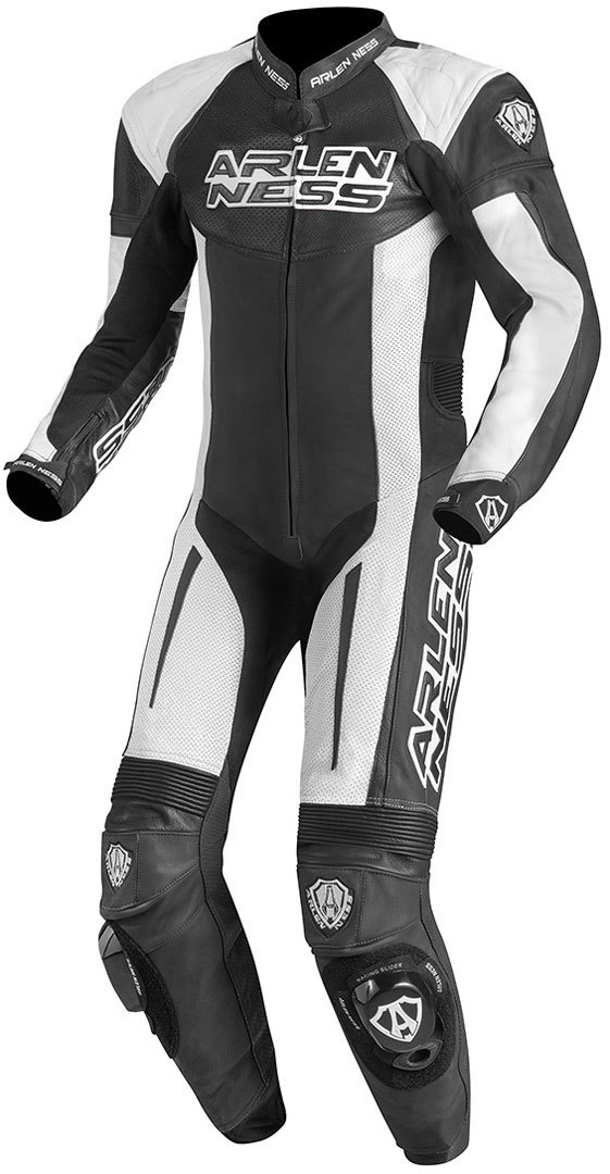 Arlen Ness Monza Combinaison de cuir de moto One Piece Noir Blanc 48