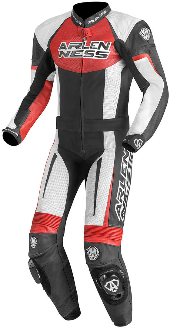 Arlen Ness Monza Combinaison de deux pièces moto cuir Noir Blanc Rouge 48