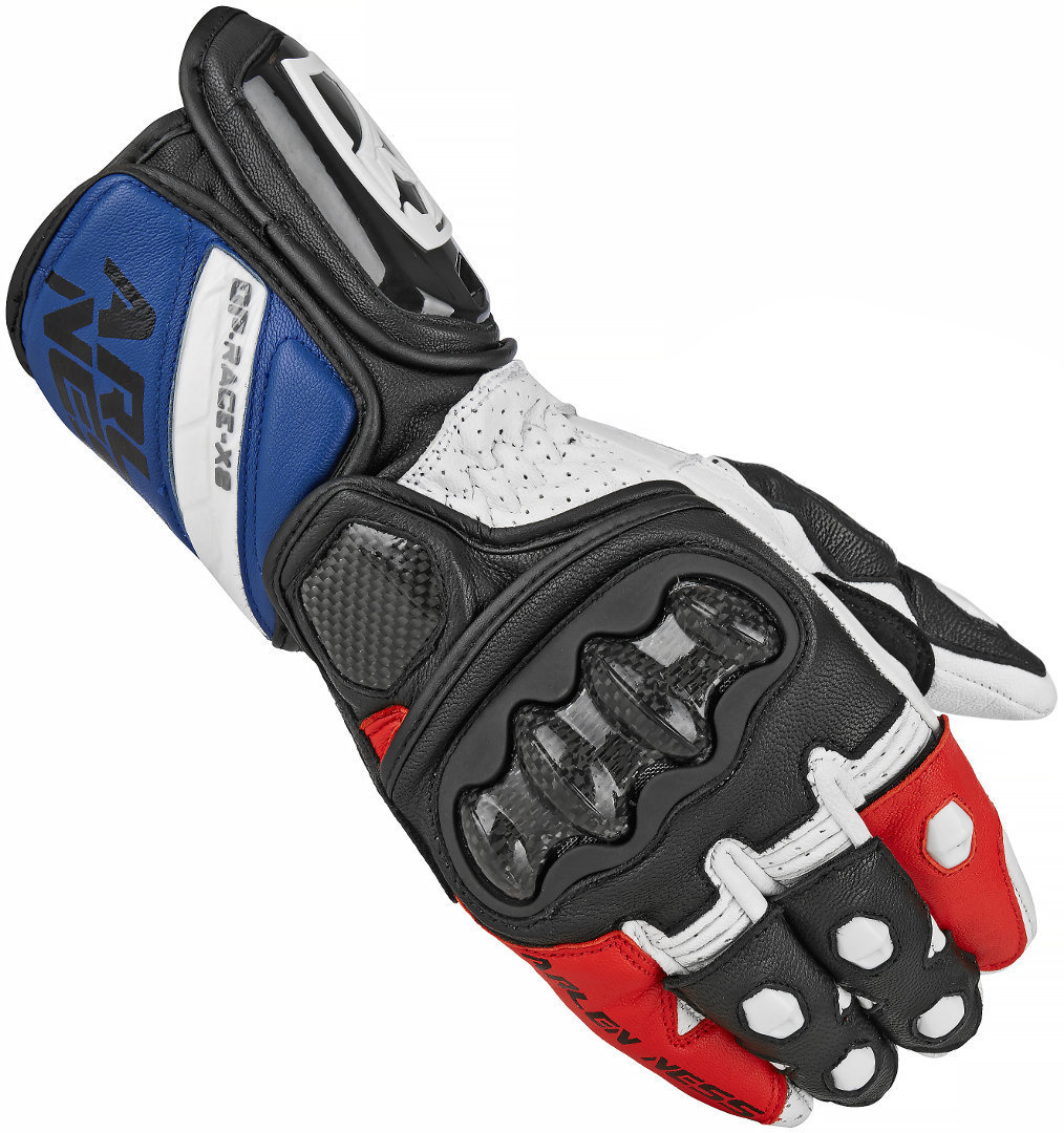 Arlen Ness Imola Gants de moto Noir Blanc Rouge Bleu S