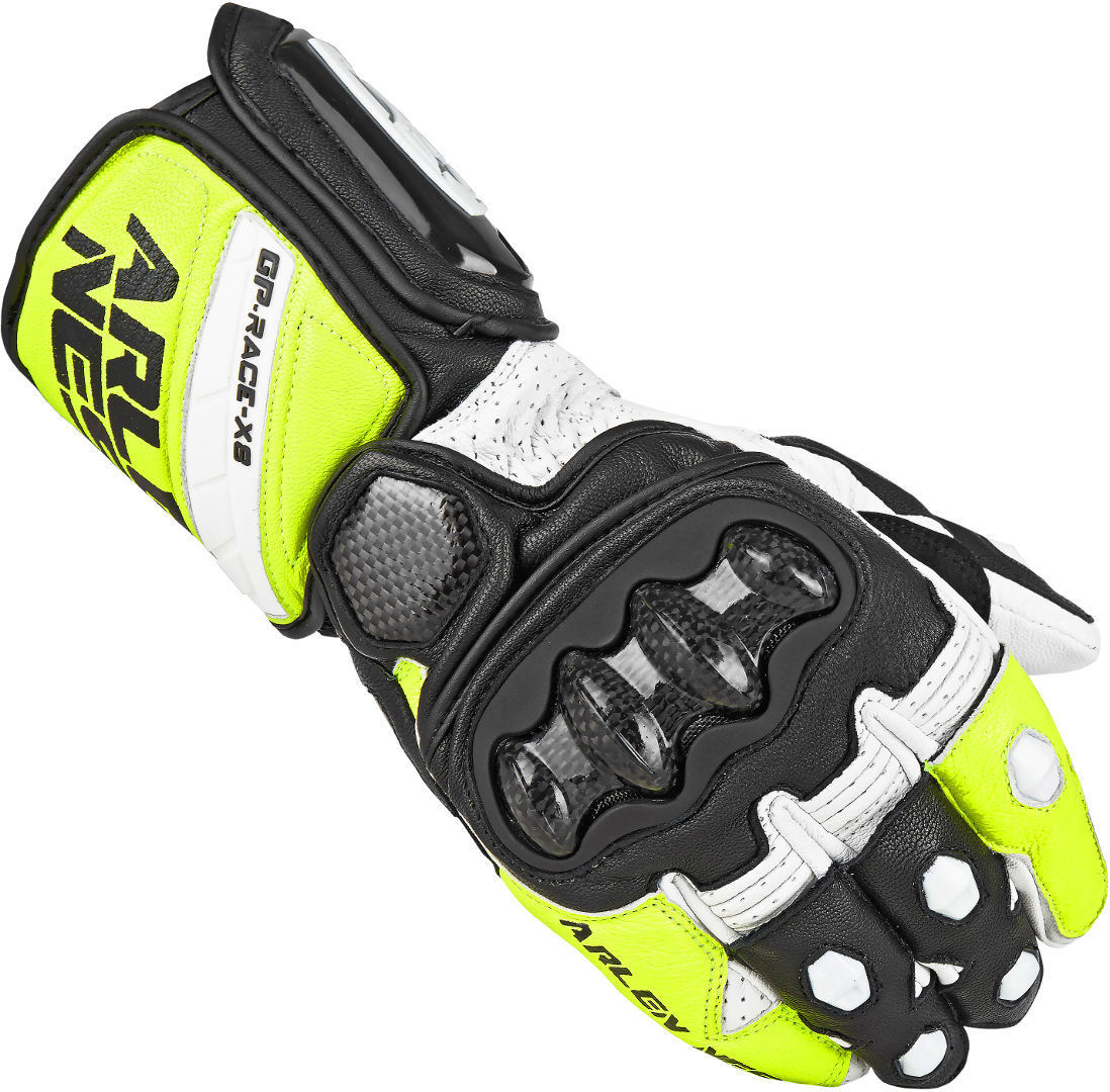 Arlen Ness Imola Gants de moto Noir Blanc Jaune S