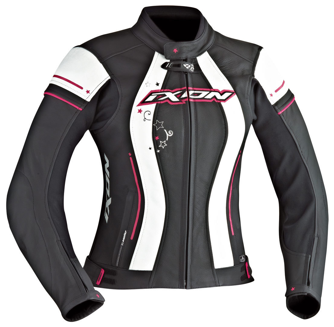 Ixon Alcyone Veste en cuir de dames Noir Rose 40