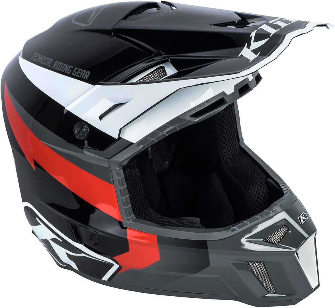 Klim F3 Cross Red Lightning Casque Noir Rouge S