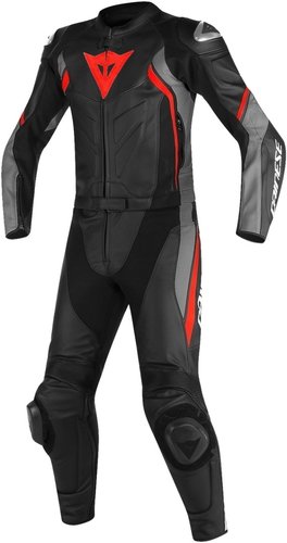 Dainese Avro D2 Twee Stuk Motorfiets Leder Pak Zwart Grijs Rood 46 dainese kopen in de aanbieding