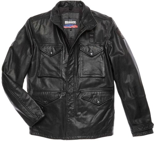 Blauer Usa Michigan Leren Jas Zwart blauer kopen in de aanbieding