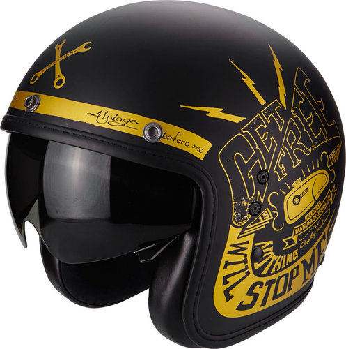 Scorpion Belfast Fender Jet Helm Zwart Goud 2Xl scorpion kopen in de aanbieding