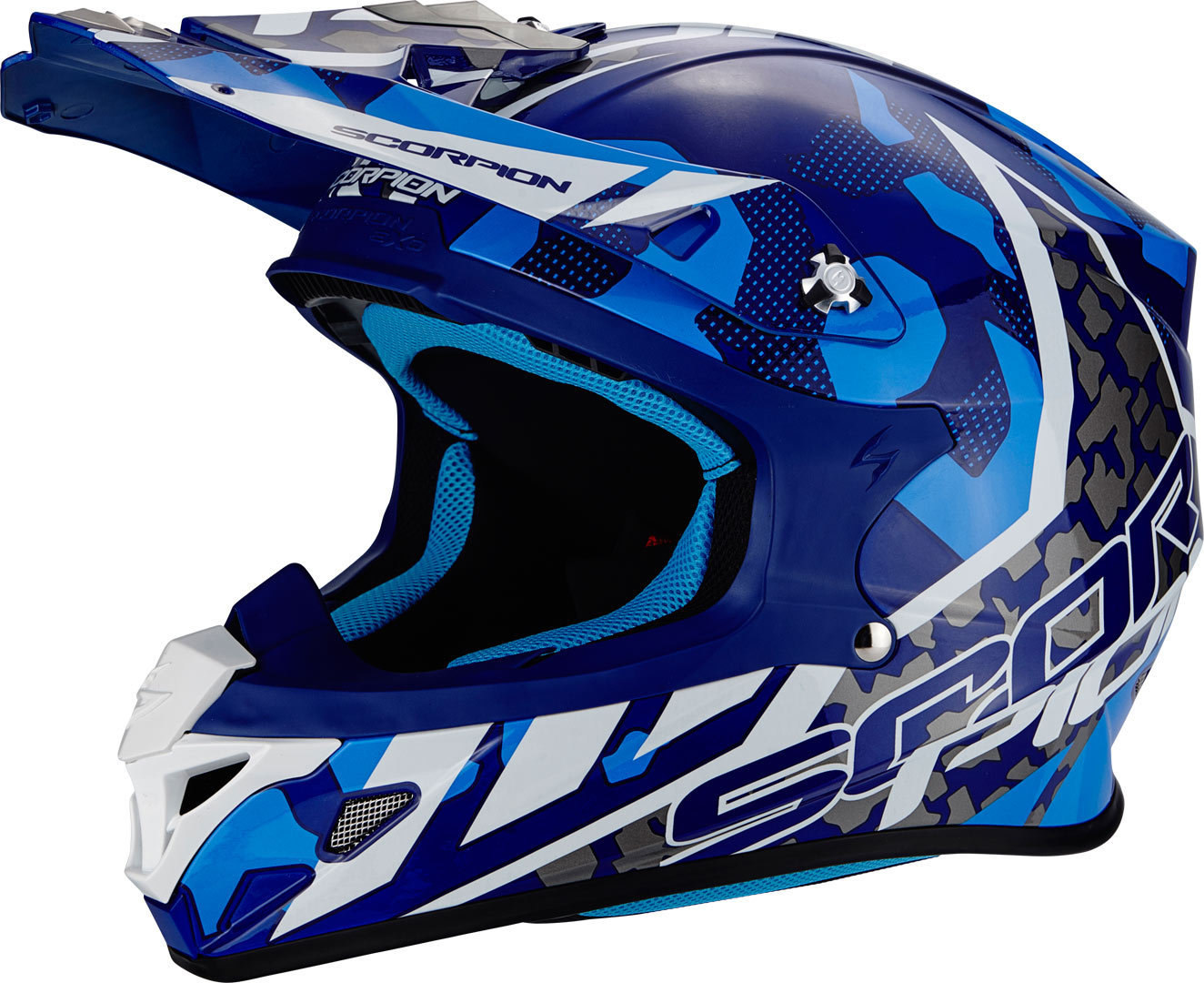 Scorpion VX-21 Air Furio Casque de Cross Blanc Turquoise Bleu S