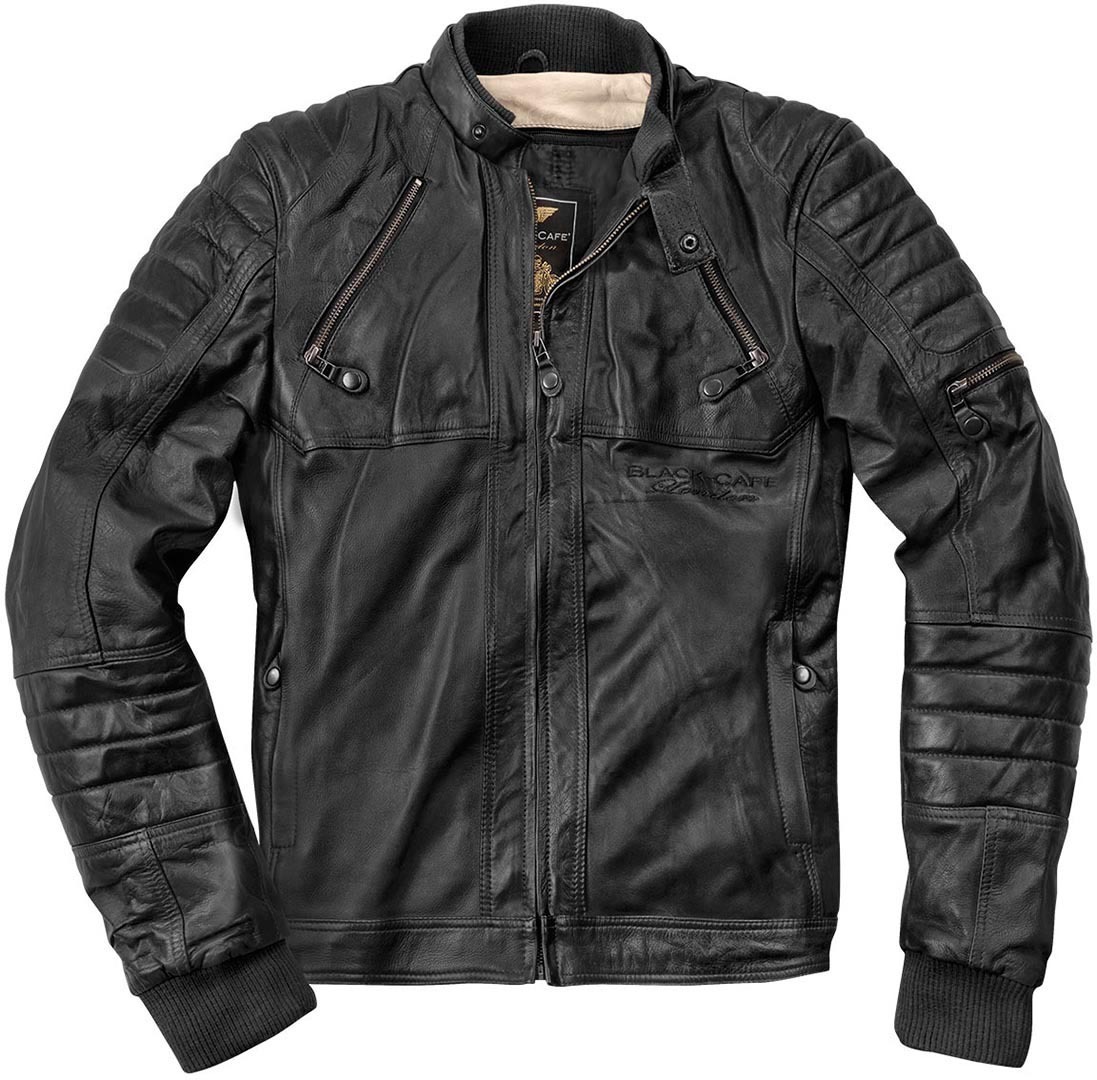 Black-Cafe London Ghom Veste en cuir de moto Noir 56