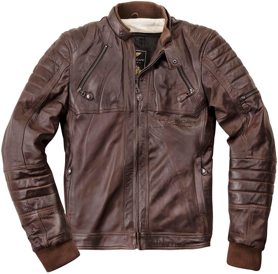 Image of Black-Cafe London Ghom Veste en cuir de moto Brun 50