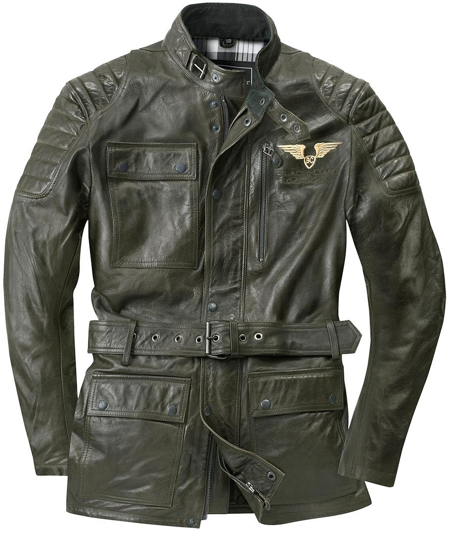 Black-Cafe London Kerman Veste en cuir de moto Vert 48