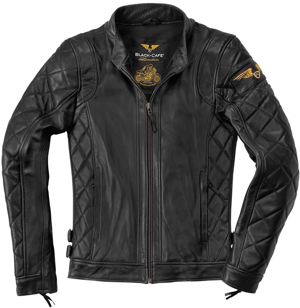Image of Black-Cafe London Gorgan Veste de moto en cuir Noir 50