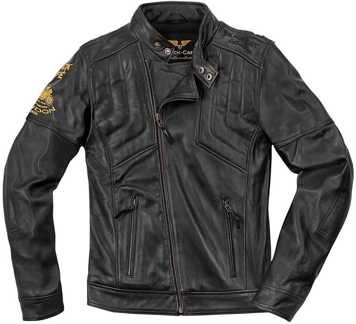 Black-Cafe London Sari Veste de moto en cuir Noir 50