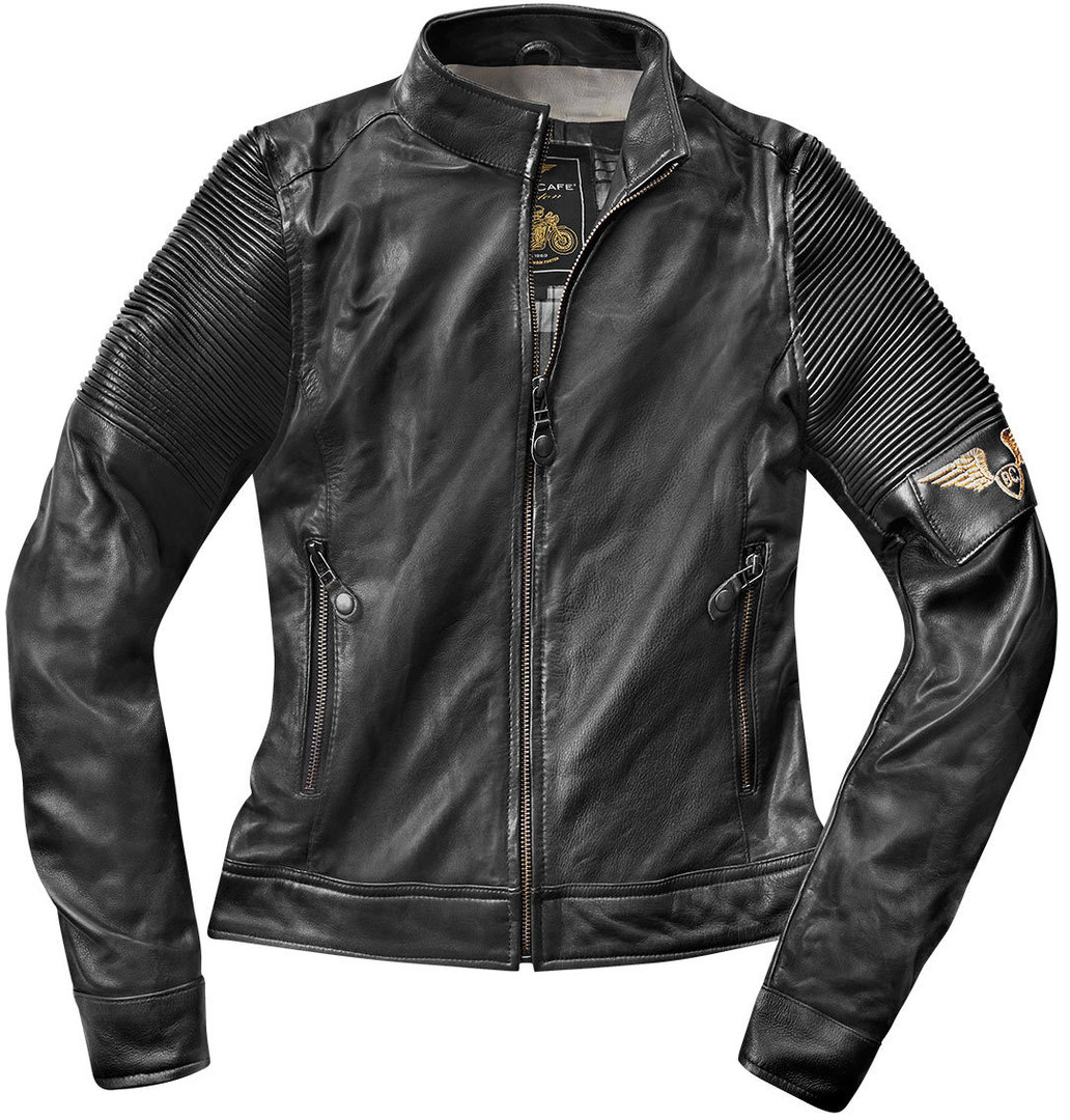 Black-Cafe London Amol Veste en cuir de moto de dames Noir S