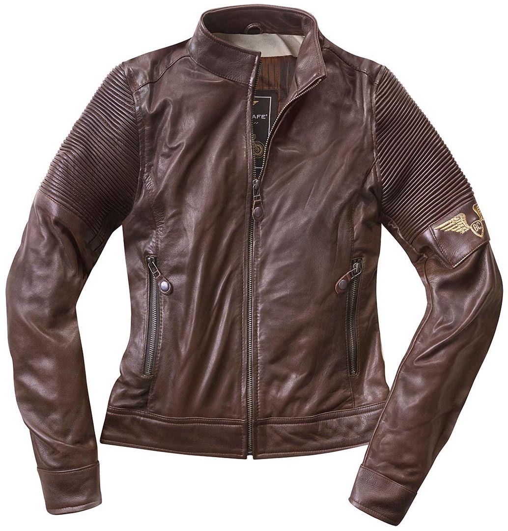 Black-Cafe London Amol Veste en cuir de moto de dames Brun S