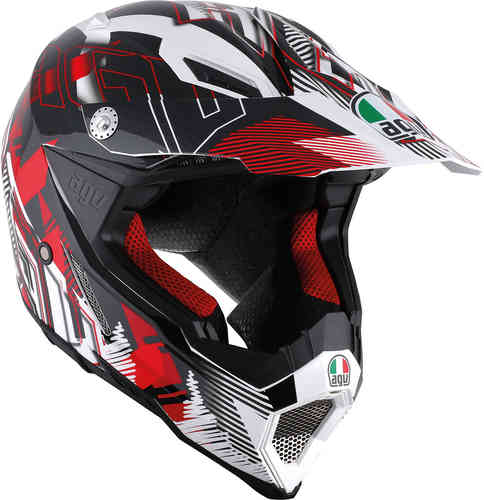 AGV AX-8 Evo Nofoot Casco de Motocross Blanco Rojo XS