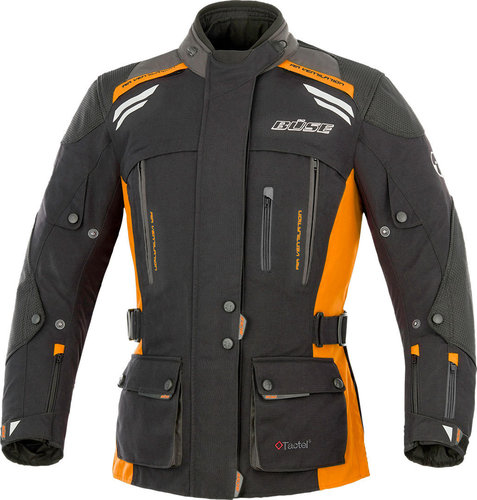 Buse Highland Dames Motorfiets Textiel Jas Zwart Oranje 36 buse kopen in de aanbieding