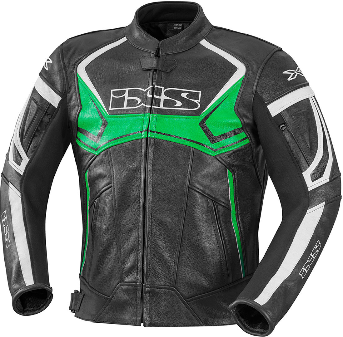 IXS Hype Veste en cuir Noir Blanc Vert 50