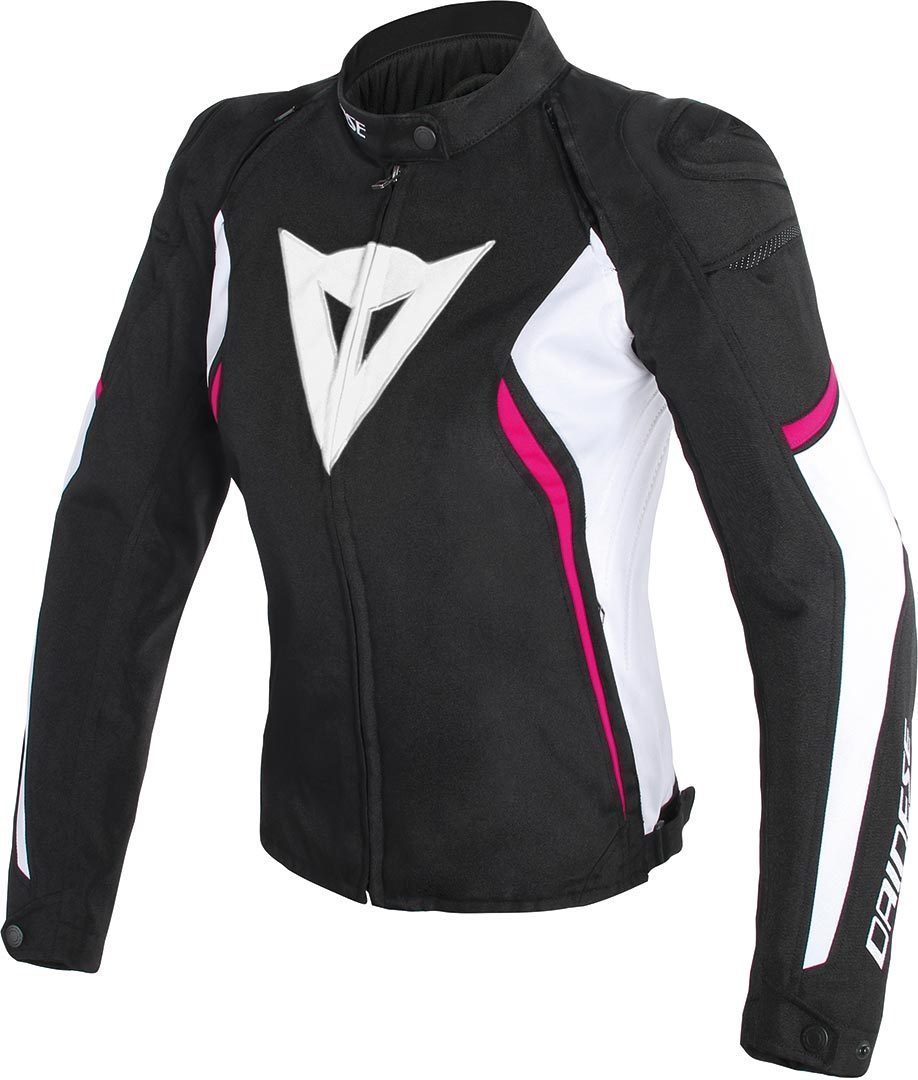 Dainese Avro D2 Tex Veste textile de moto de dames Noir Blanc Pourpre 46