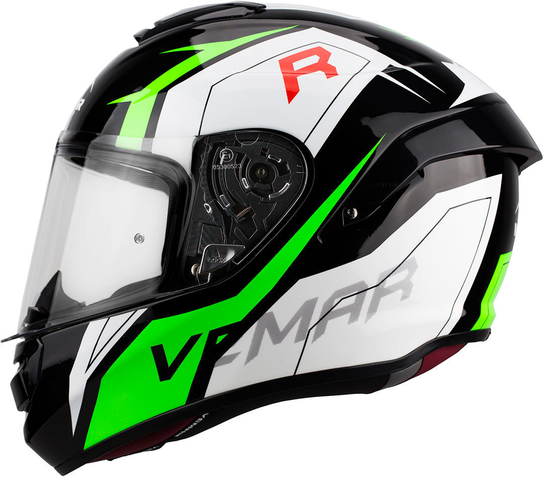 Vemar Hurricane Revenge Casque Noir Blanc Vert 2XL