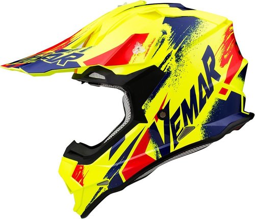 Vemar Taku Sketch Motorcross Helm Blauw Geel Xl vemar kopen in de aanbieding