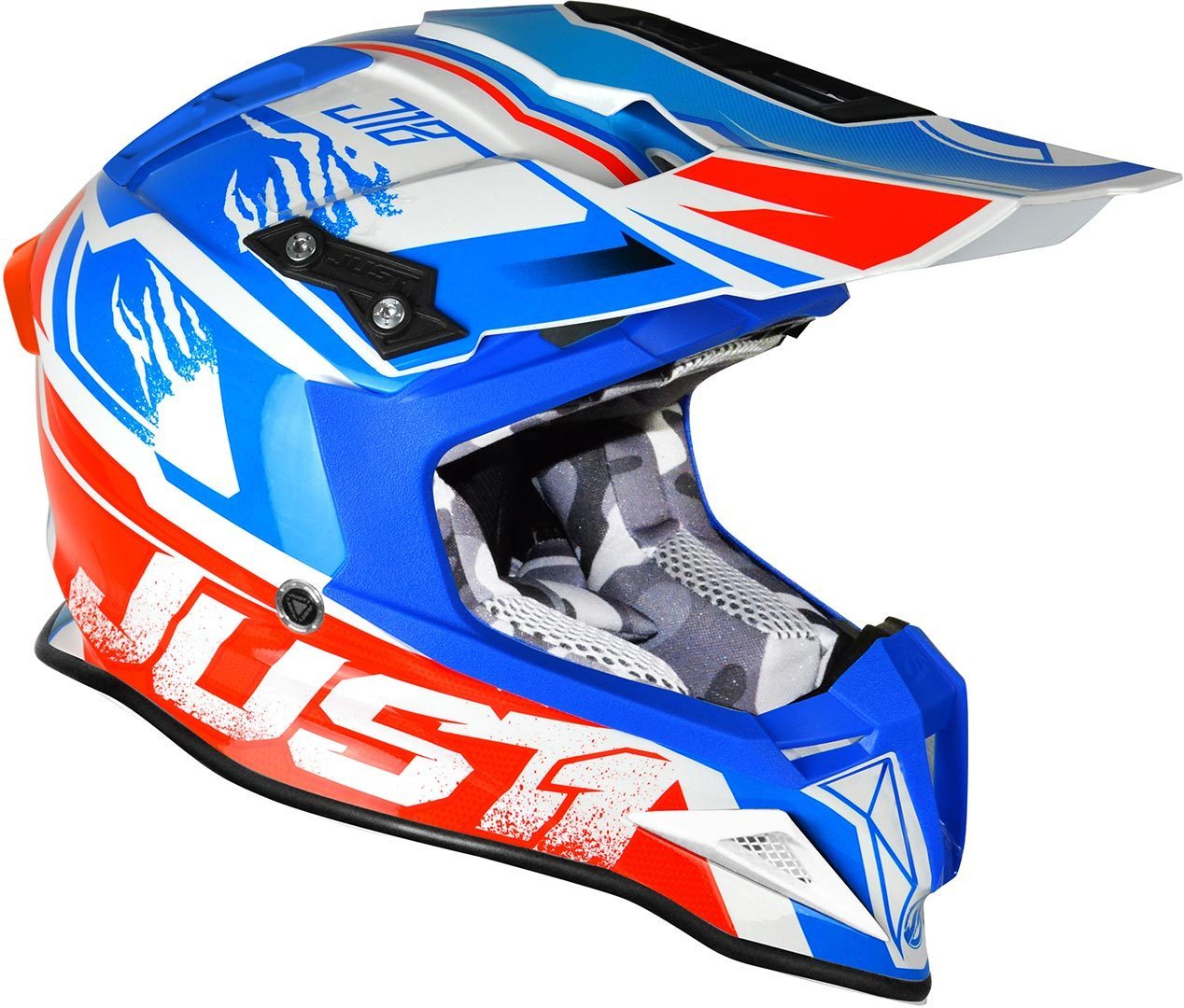 Image of Just1 J12 Dominator Casque de motocross Blanc Rouge Bleu M