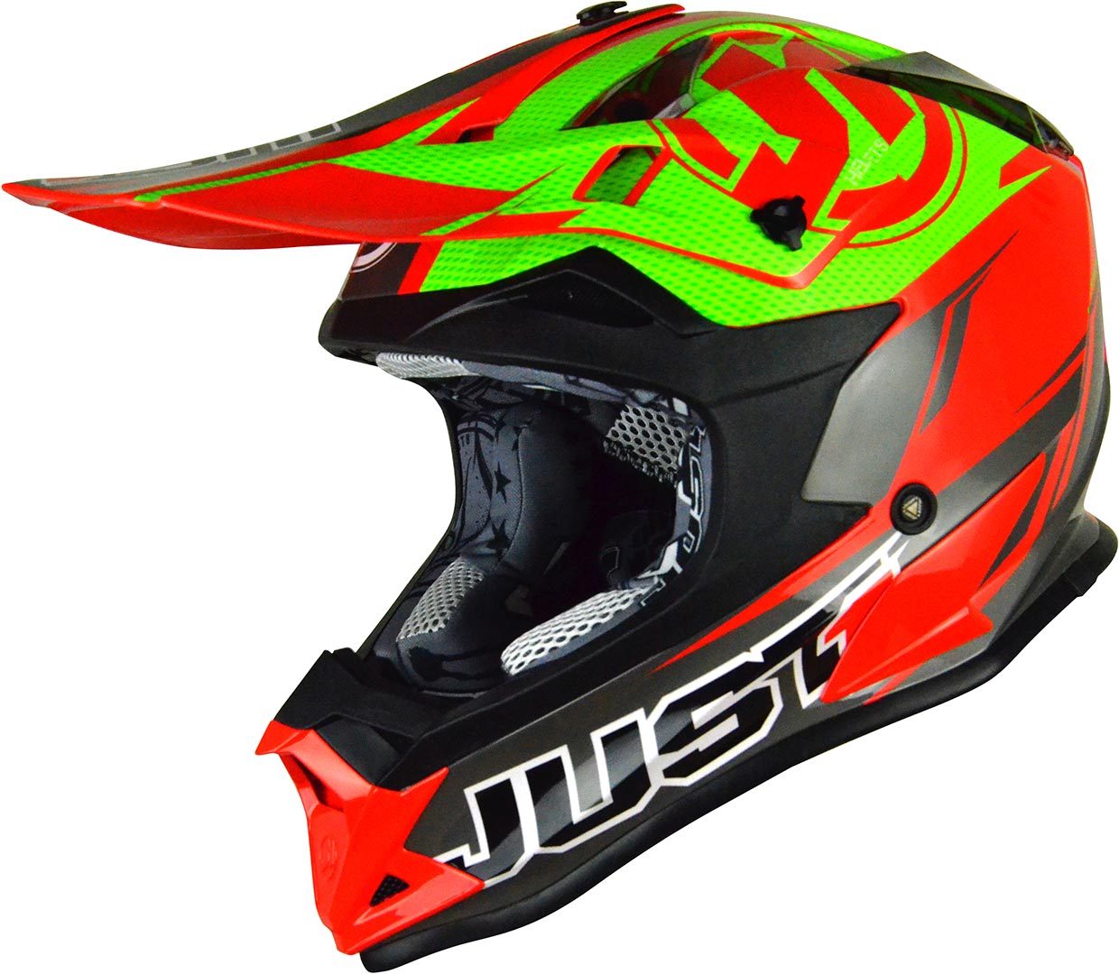 Just1 J32 Pro Rave Casque de motocross Rouge Vert XS