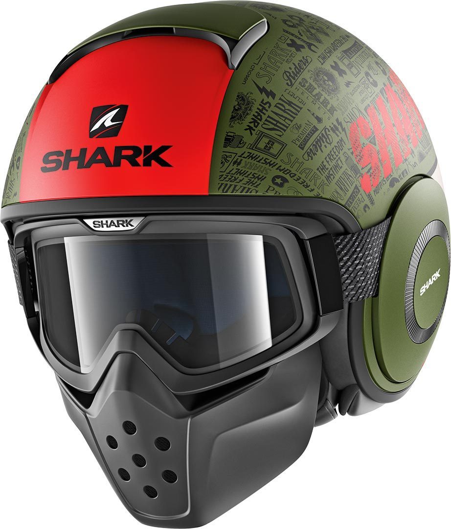 Shark Drak Tribute Mat RM Casque jet Rouge Vert S