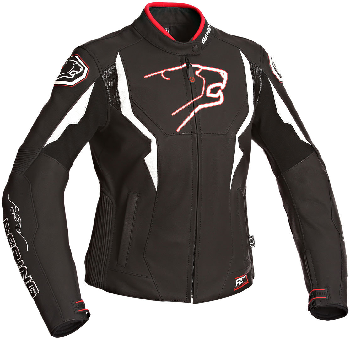 Image of Bering Agera Veste moto cuir Noir Blanc 38