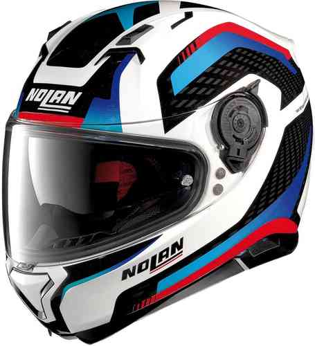 Nolan N87 Arkad N Com Helm Wit Rood Blauw Xl nolan kopen in de aanbieding