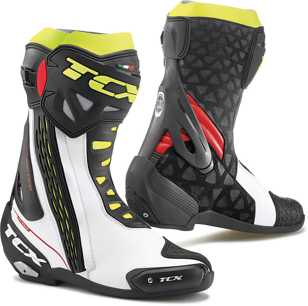 TCX RT-Race Bottes de moto Blanc Rouge Jaune 46