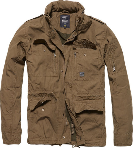 Vintage Industries Cranford Jas Groen Bruin vintage industries kopen in de aanbieding