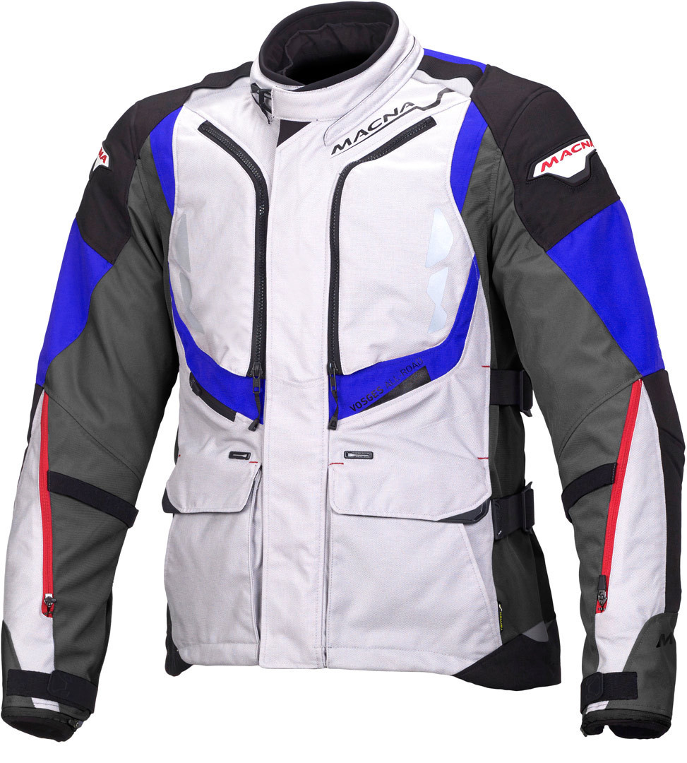 Macna Vosges Veste Textile moto Gris Blanc Bleu M