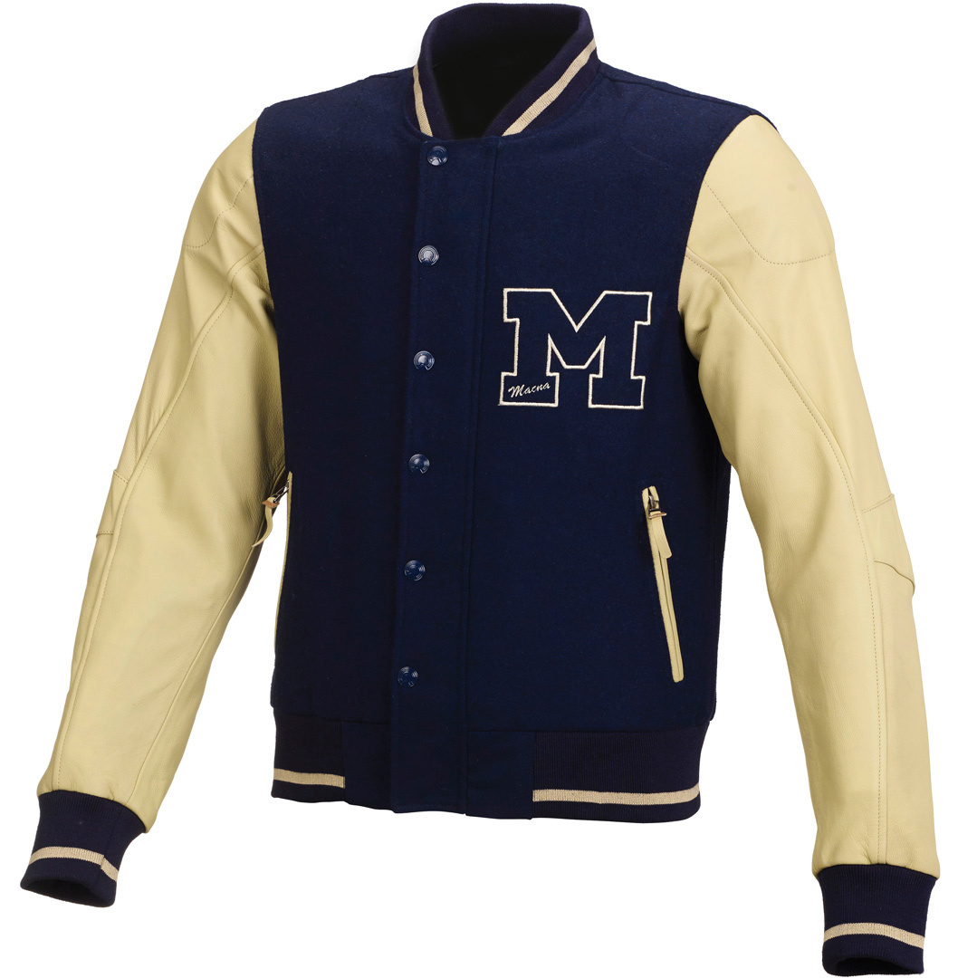 Macna College Veste textile Bleu Beige L