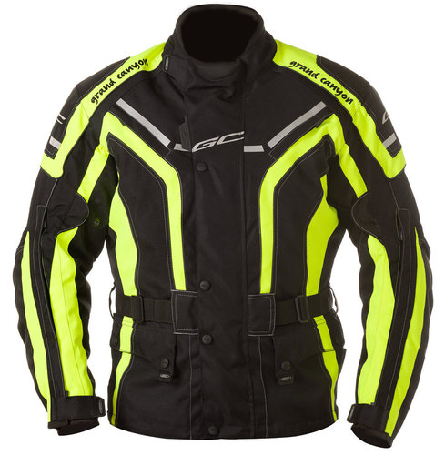 Grand Canyon One Way Motorfiets Textiel Jas Zwart Geel 2Xl grand canyon kopen in de aanbieding
