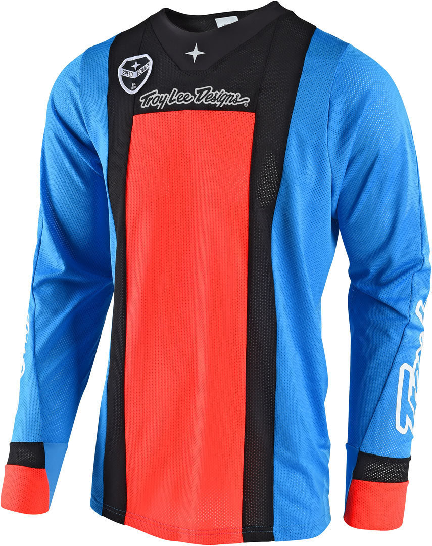 Troy Lee Designs SE Air Squadra Maillot Noir Blanc Bleu Orange S