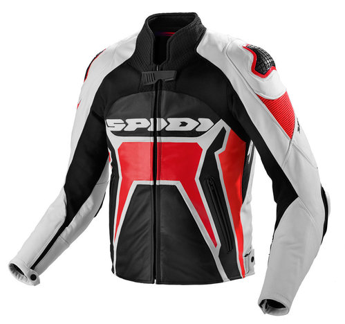 Spidi Warrior 2 Motorfiets Lederen Jas Zwart Rood 52 spidi kopen in de aanbieding