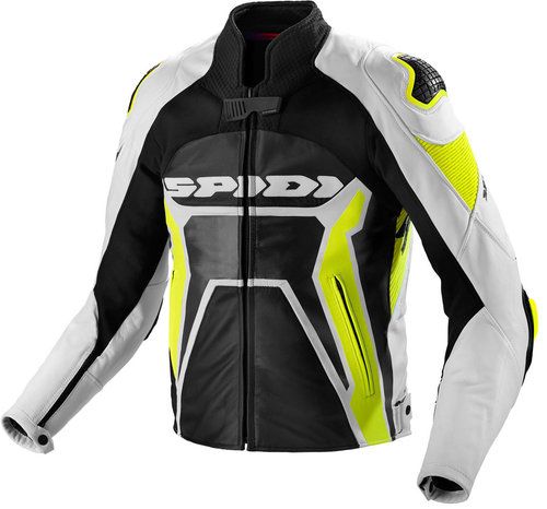 Spidi Warrior 2 Motorfiets Lederen Jas Zwart Geel 46 spidi kopen in de aanbieding
