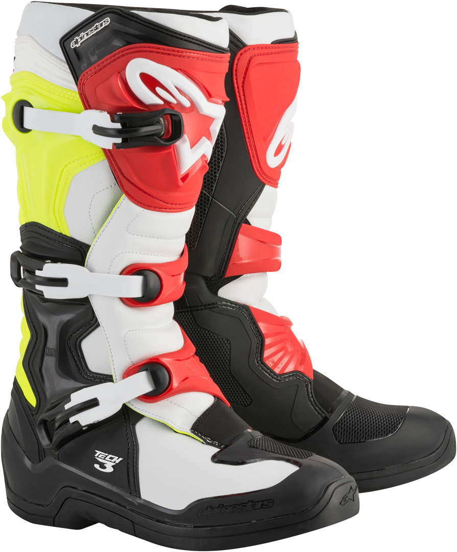 Alpinestars Tech 3 Bottes motocross Noir Blanc Rouge Jaune 40 41