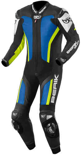Berik Losail Traje de cuero de una pieza de la motocicleta Negro Blanco Azul Amarillo 50