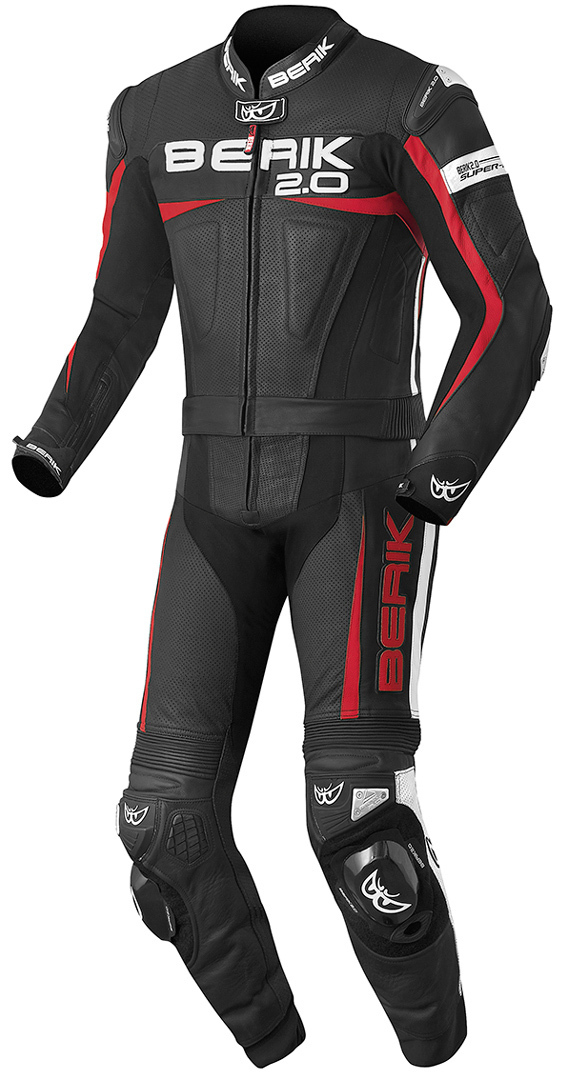 Berik Flumatic Evo 2017 Two Piece Motorcycle Leather Suit Costume e... Noir Blanc Rouge 48
