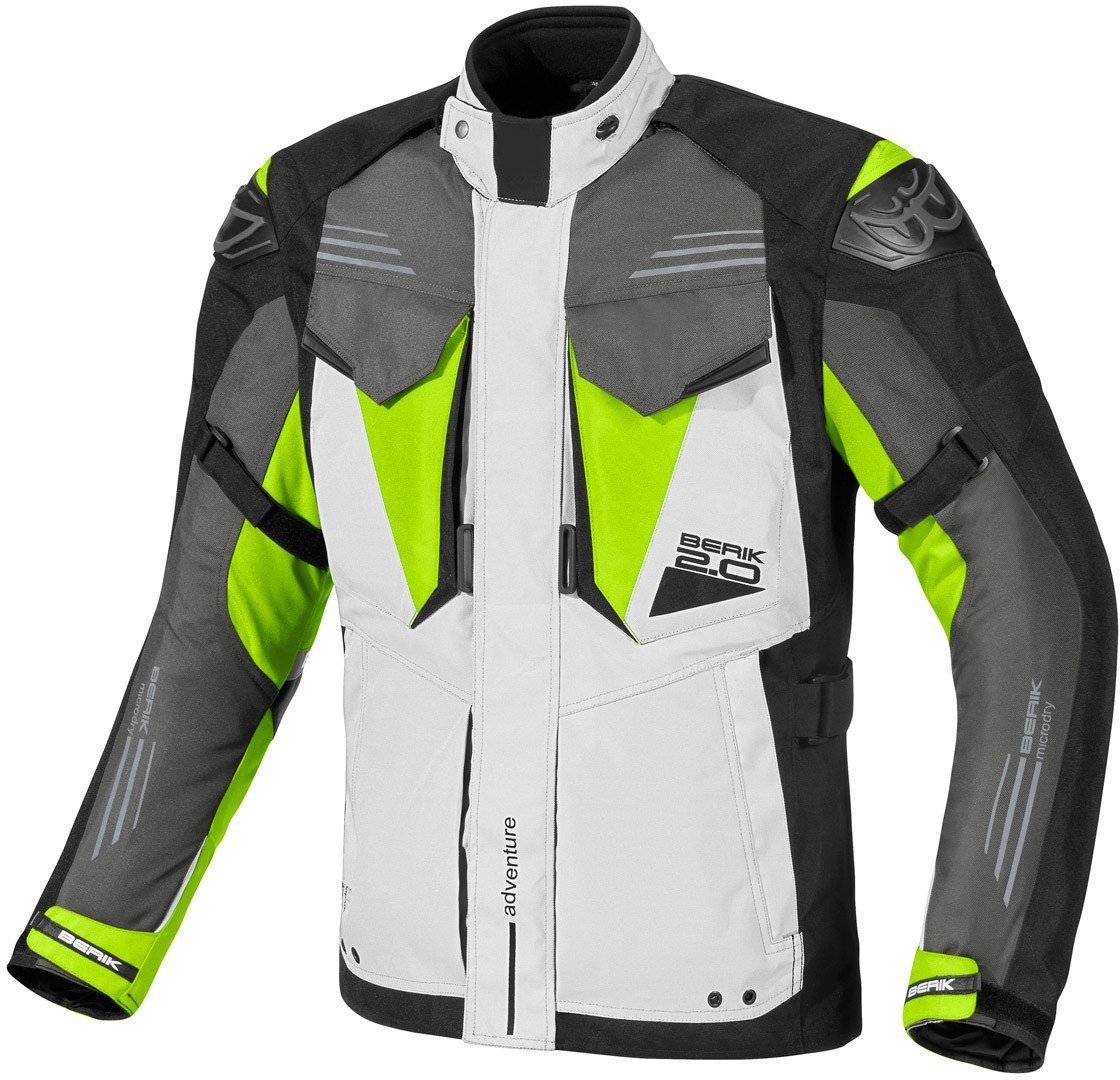 Image of Berik Antaris Veste textile de moto imperméable à l'eau Noir Gris Jaune 48