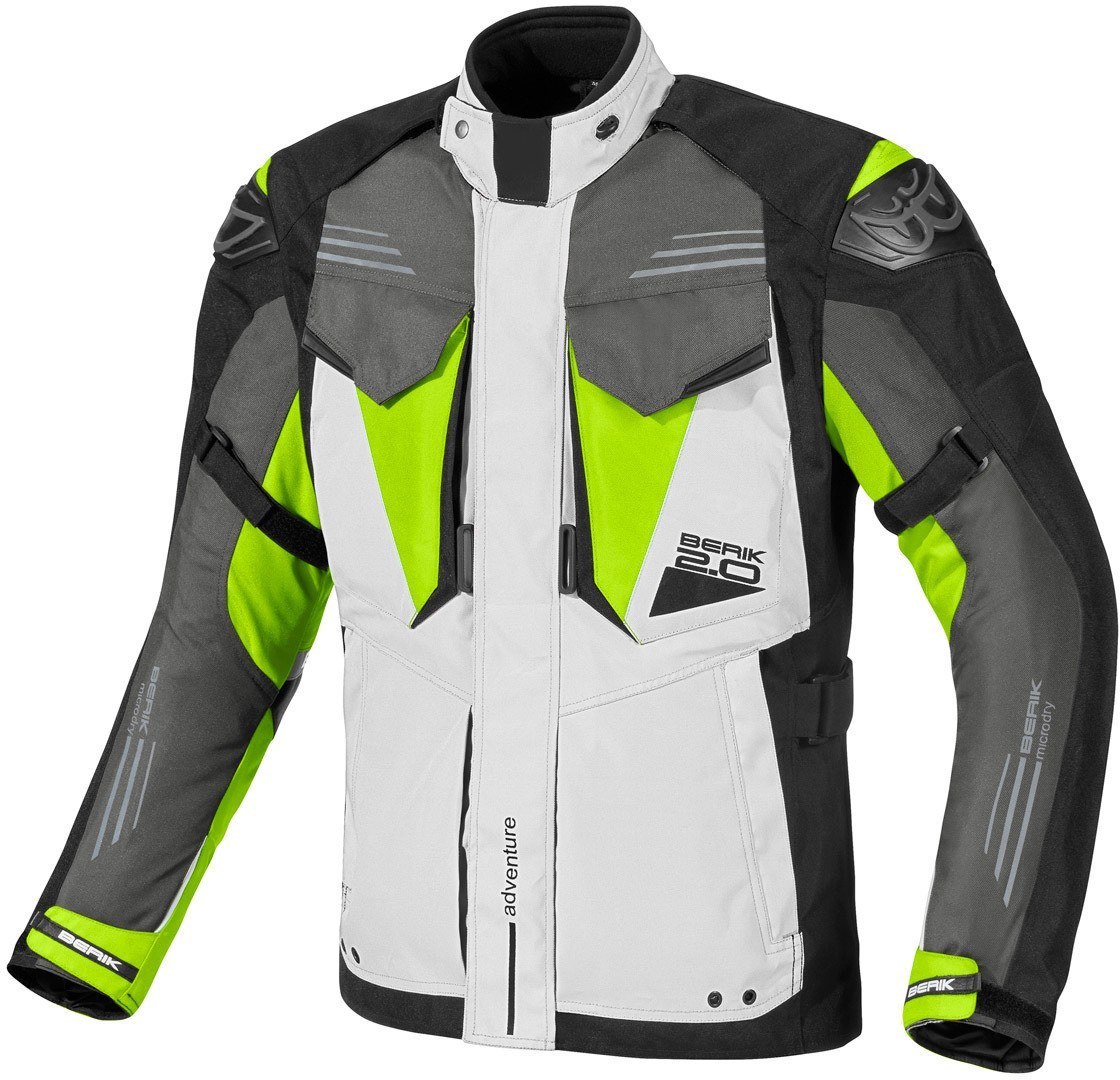 Berik Antaris Veste textile de moto imperméable à l'eau Noir Gris Jaune 48