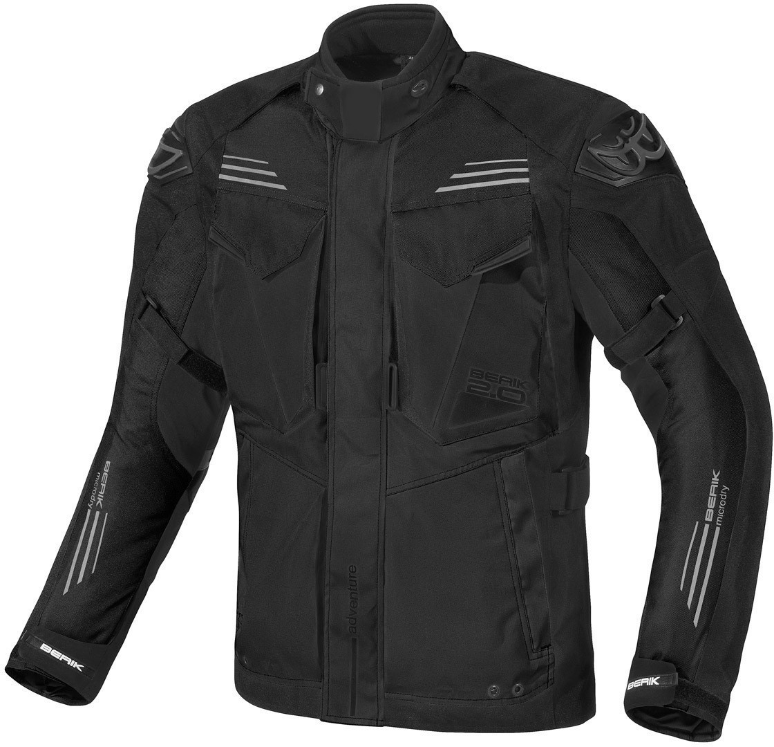 Image of Berik Antaris Veste textile de moto imperméable à l'eau Noir Gris 50
